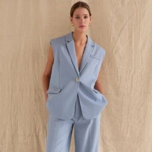 Crescent Light Blue Sasha Oversized Blazer Vest